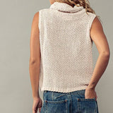Sleeveless Cowl Neck Crochet Top