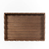 Wood scallop tray home decor, 13x9x2, espresso - 17008