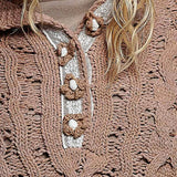 Floral Handmade Buttons Velvet Chenille Sweater Hoodie Top
