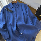 Cotton linen blend button down shirt