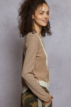 Eyelet Panel Rib Knit Top