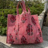 Rose Print Cotton Tote Bag