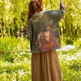 "The Messenger" Fleece Cottage Cardigan Jacket w/ Joan of Arc