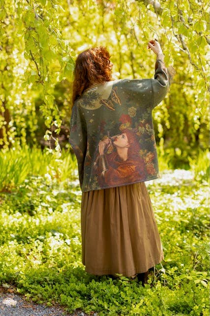 "The Messenger" Fleece Cottage Cardigan Jacket w/ Joan of Arc