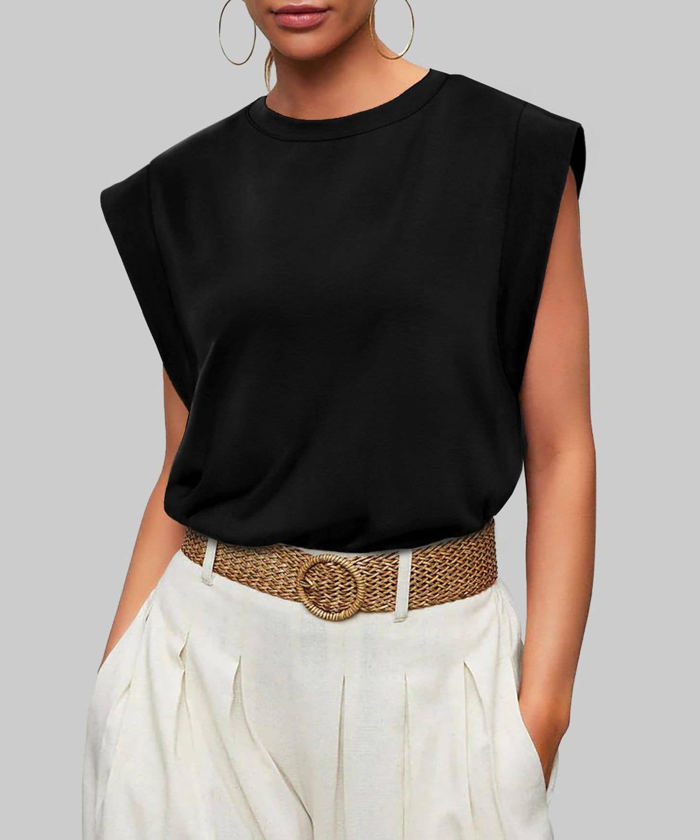 Round neck cami base tank top loose basic vest