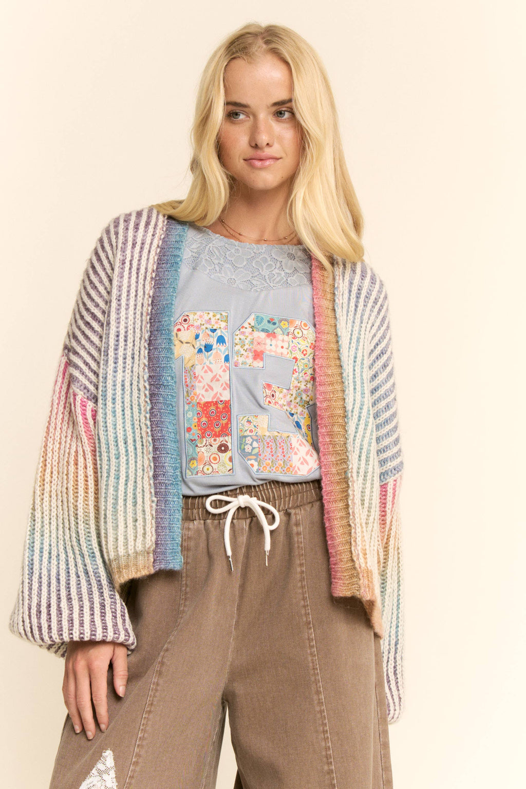 Pastel Rainbow Stripe Cardigan