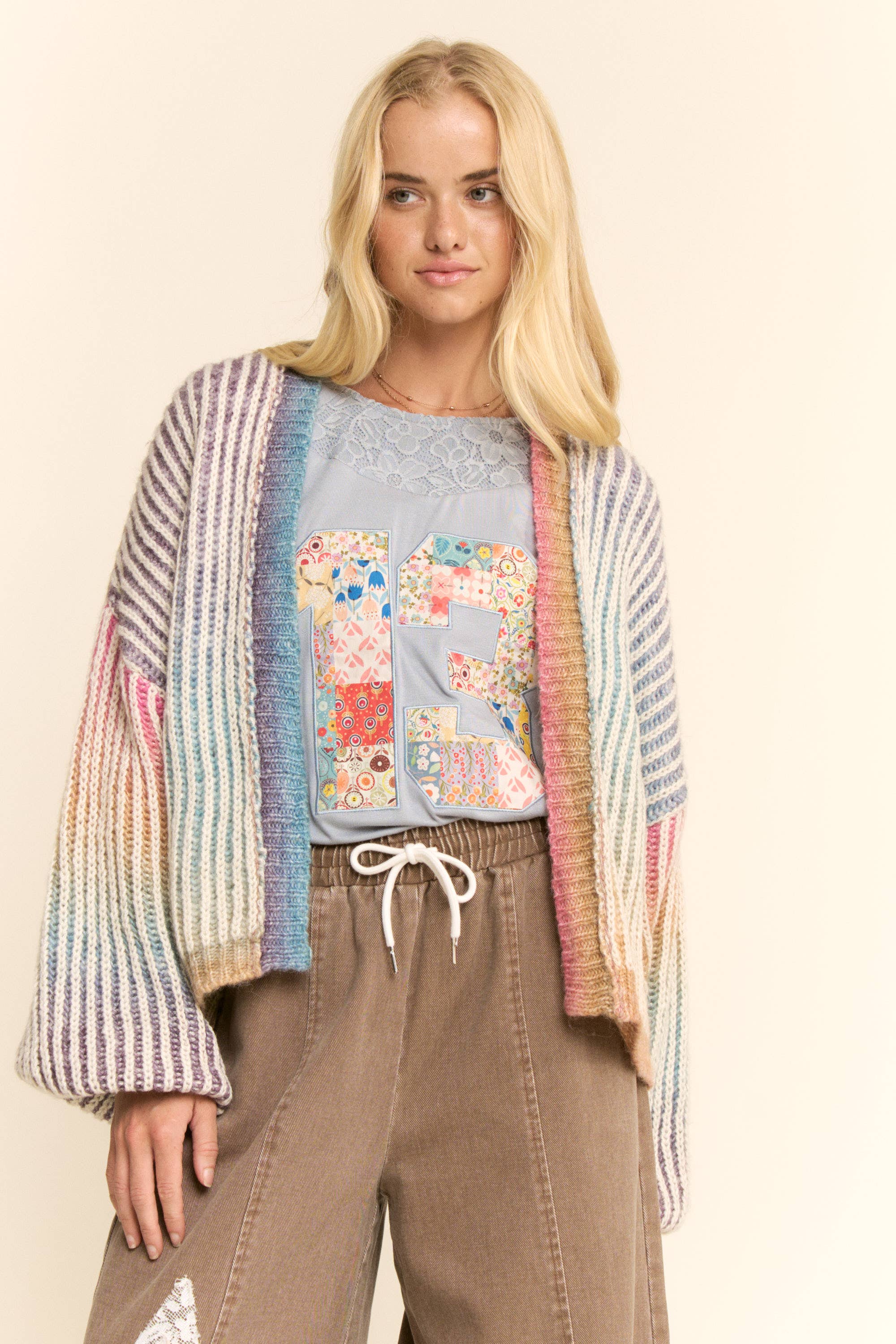 Pastel Rainbow Stripe Cardigan