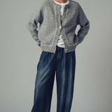Contrast Trim Boho Knit Button Cardigan
