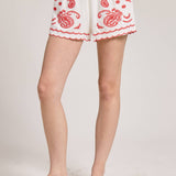 Embroidered Elastic Waist Shorts