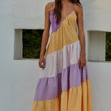 Multicolor Low-Back Maxi Dress