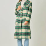 61234 Plaid Long Coat