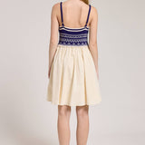 Sailboat Knit Bodice Contrast Midi Dress