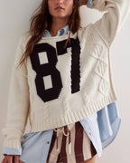 '87' Graphic Knit Pullover Sweater