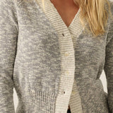 Marled Knit Button-Front V-Neck Raglan-Sleeve Cardigan