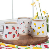 Wide Base Mug with Strawberries-3.5"H(14oz)