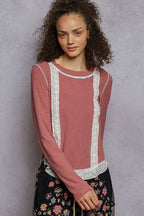 Eyelet Panel Rib Knit Top