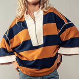 Half-Zip Bold Stripe Sweatshirt