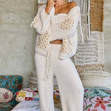 Solid Adjustable Drawstring Waist Casual Sweater Pants