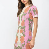 FLORAL TAPESTRY PATTERN SCALLOPED EDGE SWEATER DRESS FW10534