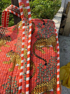 Coral Tiger Design Cotton Tote Bag