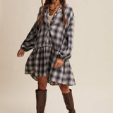 Plaid Drop-Waist Mini Dress