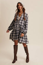 Plaid Drop-Waist Mini Dress