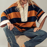 Half-Zip Bold Stripe Sweatshirt