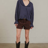 Embroidered Eyelet Collar Blouse - RT1180