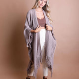Open Work Frayed Border Bohemian Ruana