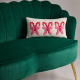 PRETTY CANDY CANE PILLOW,IVORY