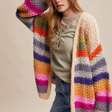 Rainbow Hand-Crochet Open Cardigan