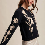 Embroidered Floral Knit Cardigan