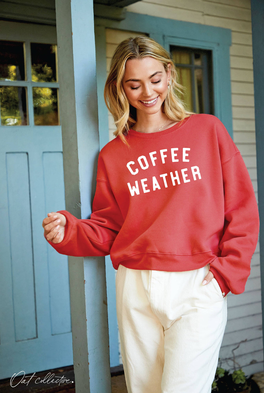 "COFFEE WEATHER" Cropped Sweatshirt