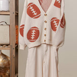 Football  Button V Neck Knit Cardigans