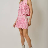 71099 Embroidered Eyelet Washed Skort