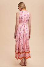Printed Lapel Button Down Maxi Dress