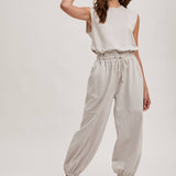 Drawstring Waist Sleeveless Jumpsuit