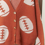 Football  Button V Neck Knit Cardigans