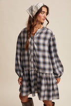 Plaid Drop-Waist Mini Dress