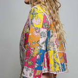 Lightweight Contrast Trim Quilted Kimono Jacket