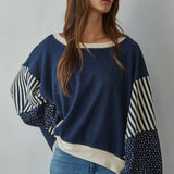 Knit Striped Floral Long Sleeve