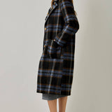 61594 Brushed Plaid Long Coat