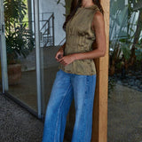 Boat Neck Sleeveless Blouse