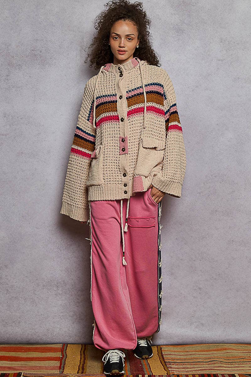 Striped Hoodie Cardigan