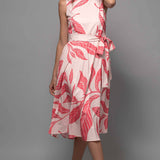 Tropical Leaf Print Midi Dress