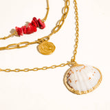 Shellee 18K Gold Non-Tarnish Bobho Shell Layered Necklace