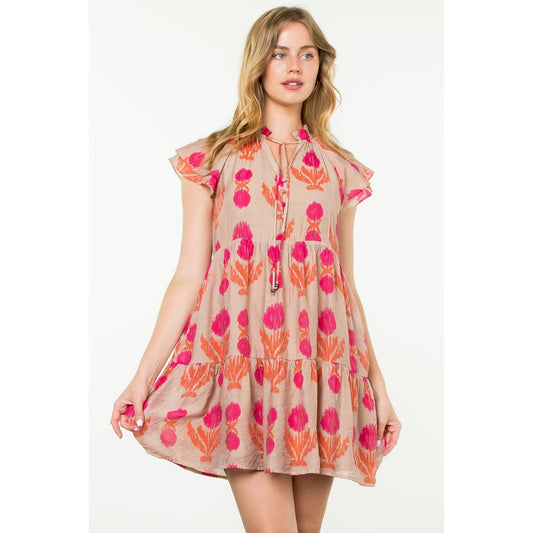 Tiered Floral Print Dress