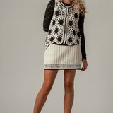 Embroidered Cotton-Linen Mini Skirt