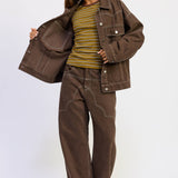 OVERSIZED TWILL BUTTON UP JACKET