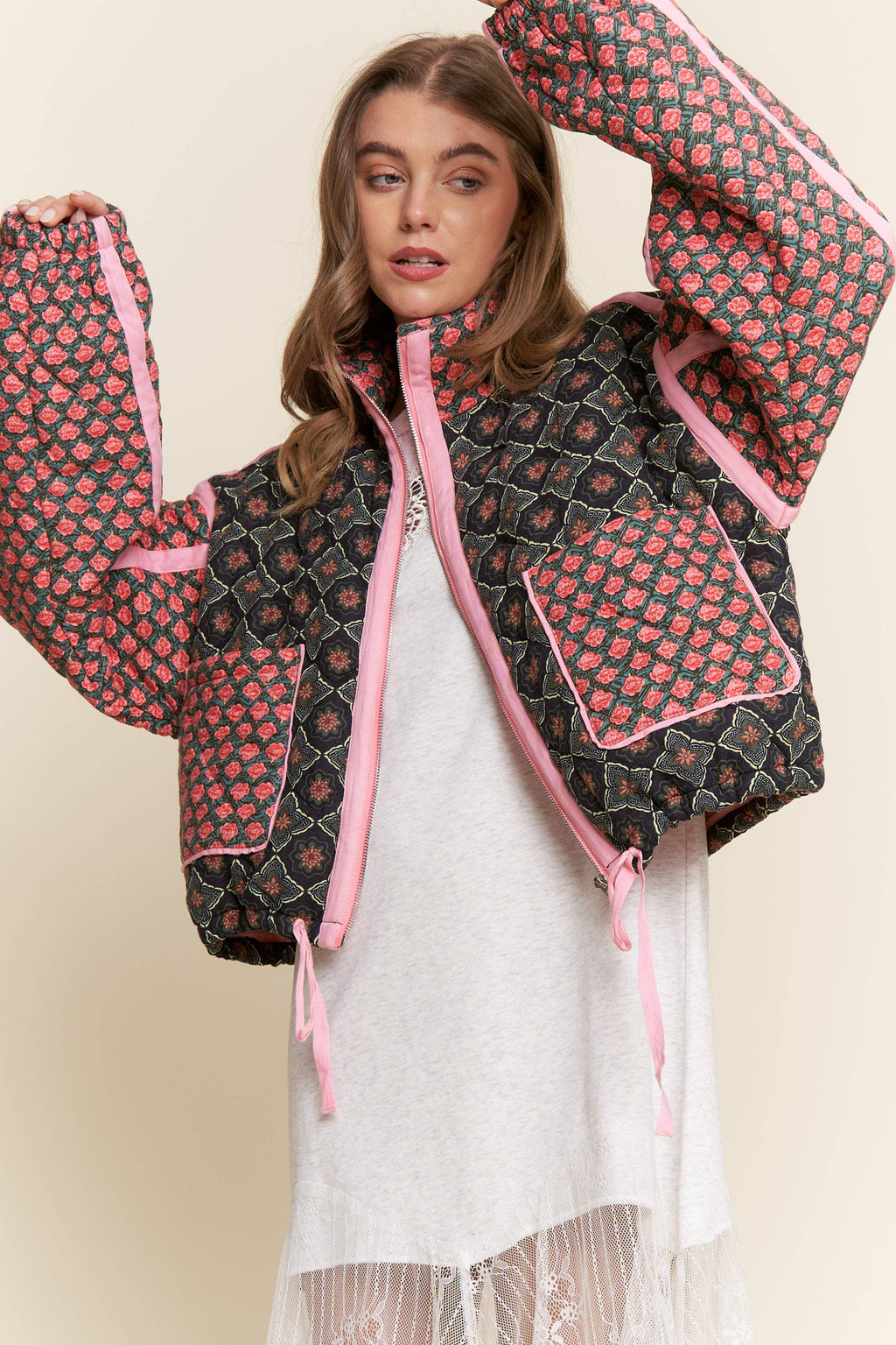 Rose Patterned Padded Jacket